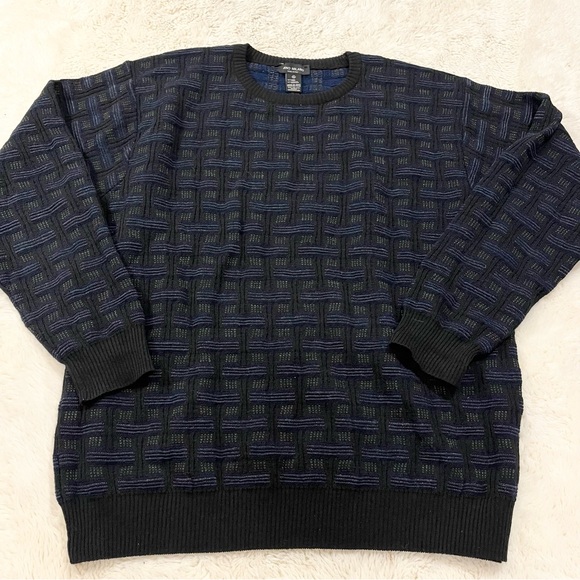Mino Milano Mens Size XL Black Knit Long Sleeve Crew Neck Sweater Wool Italy - Picture 1 of 4